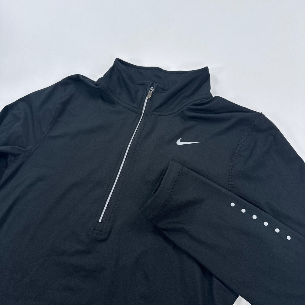 Nike Element Half Zip Running Pullover Womens Small Black Thumbholes Top 685910